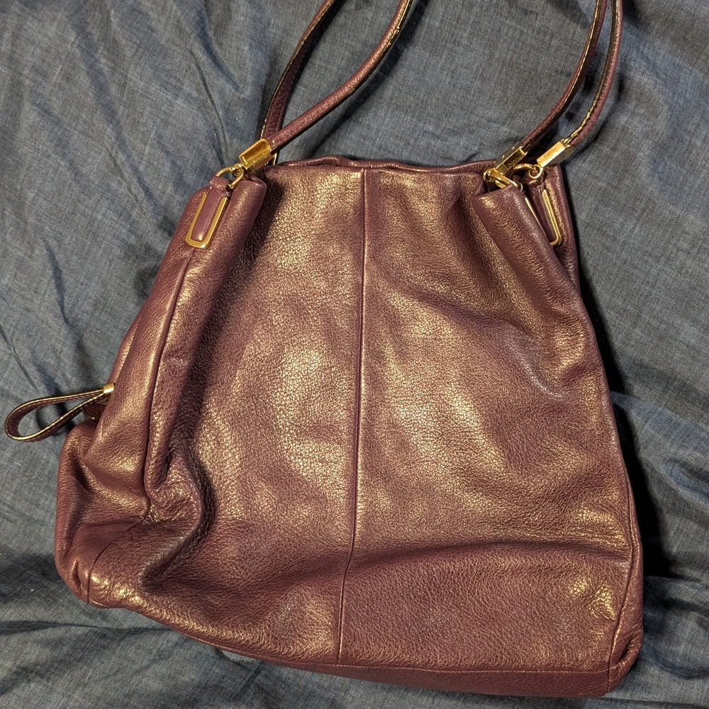 Elegant Purple Leather Coach Women's Bag